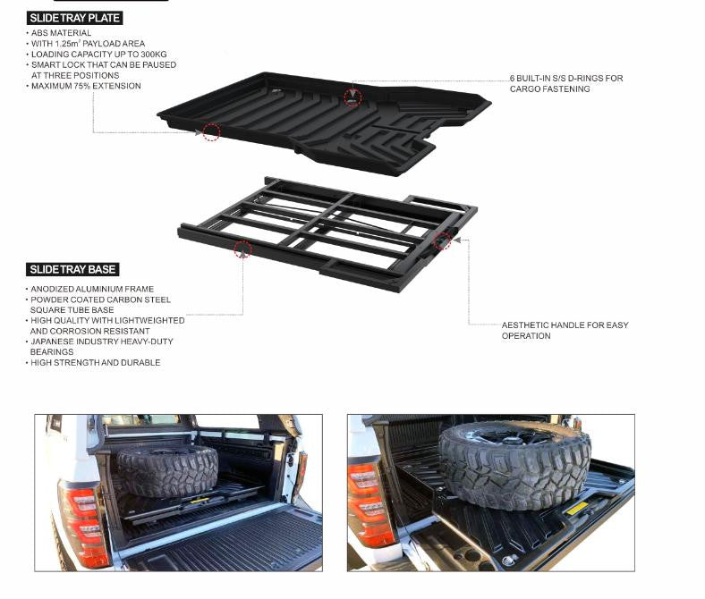 Sliding Tray Drawer for Ford Ranger 2012-2024